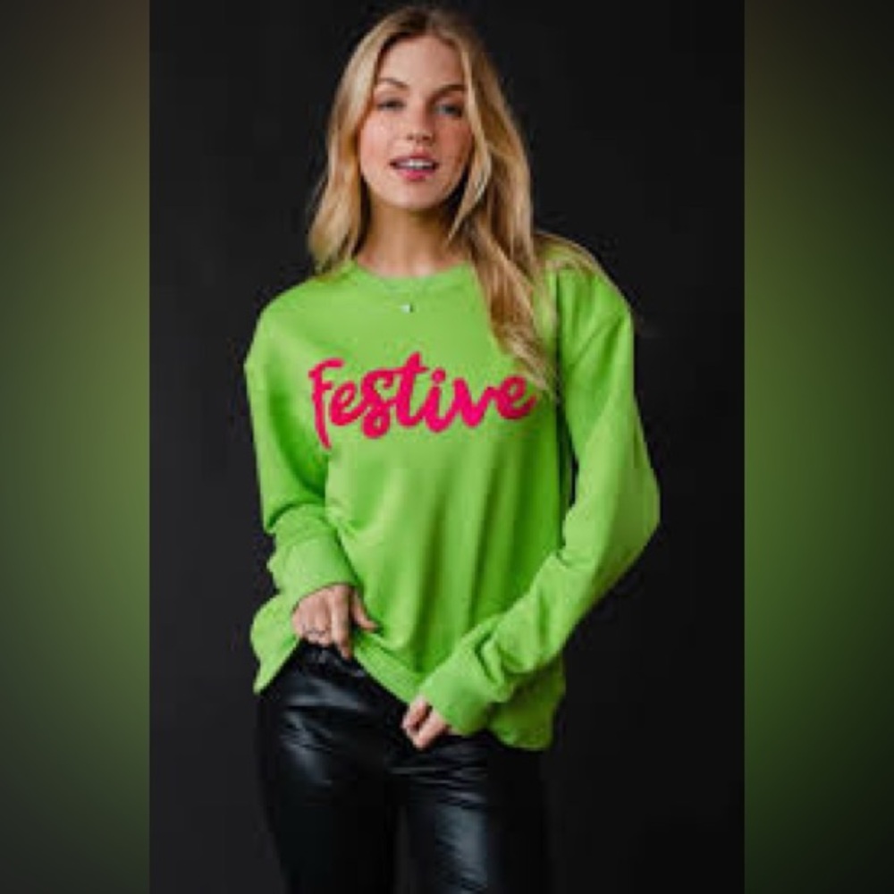 Festive Sweatshirt Green “Festive” Large